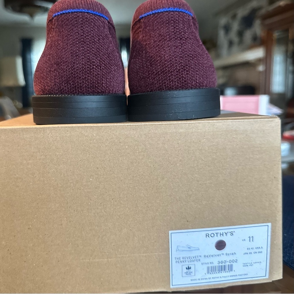 Rothy’s Revelvet Penny Loafer Syrah Size 11 New With Box - Picture 3 of 10
